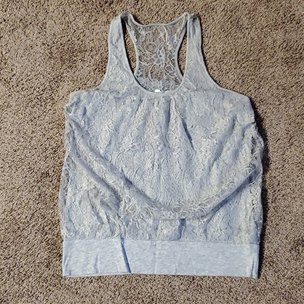 Express light gray lace tank